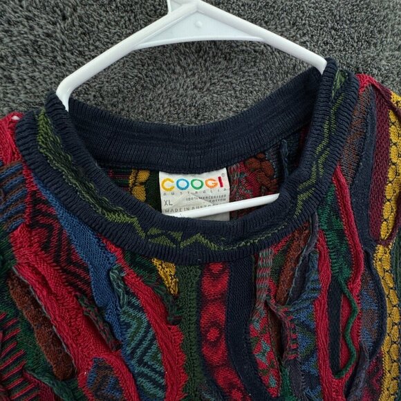 COOGI Australia Authentic Women XL Red Green 3D Knit Pullover Cotton Sweater - Picture 6 of 16
